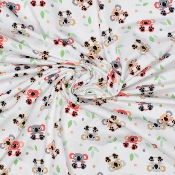 Baumwolljersey kleine Koalas auf weiß